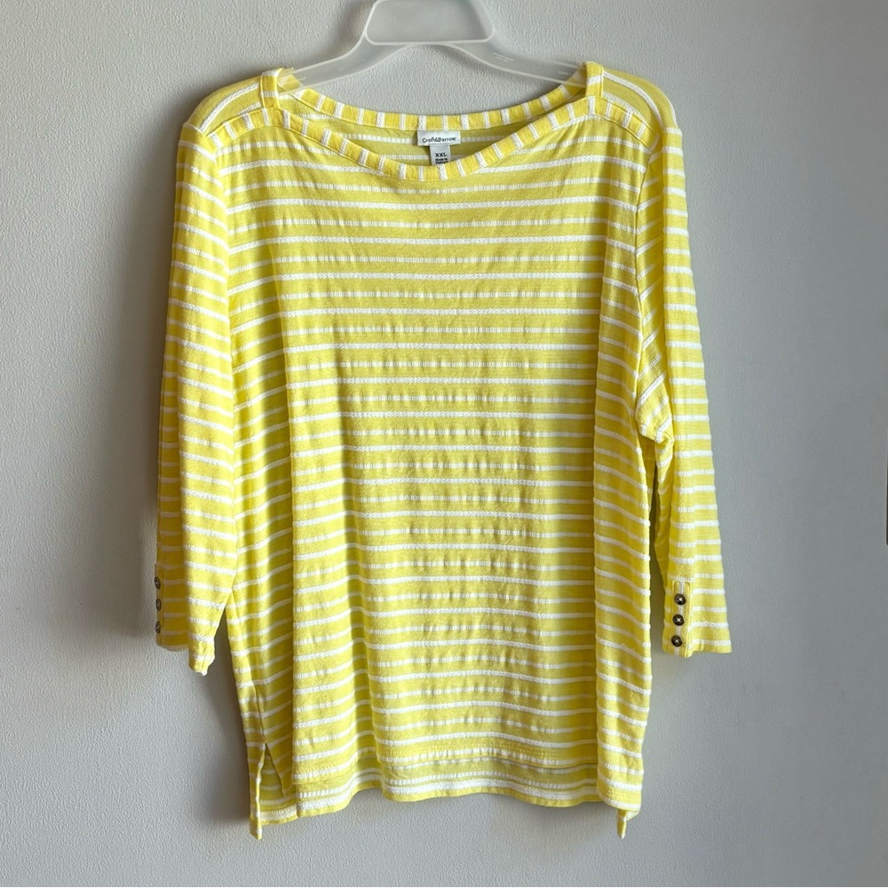 Croft & Barrow Size XXL Stripped 3/4 Sleeve Top